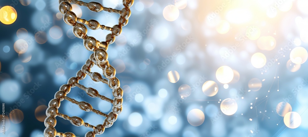 Genetic research dna molecule and human cell structure in blurred background with copy space Genetic research dna molecule and human cell structure in blurred background with copy space