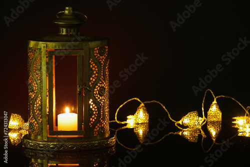 Golden ornate lantern with ...