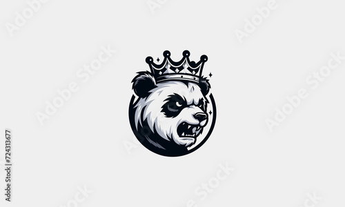 head panda angry wearing crown vector mascot design