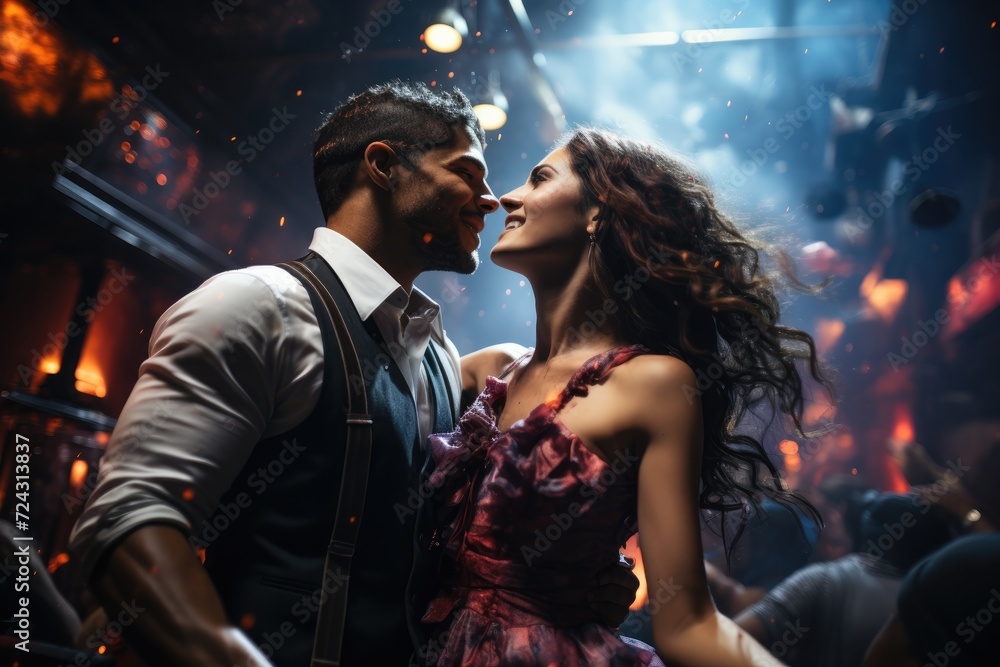 Young couple dancing in nightclub Young couple dancing in nightclub