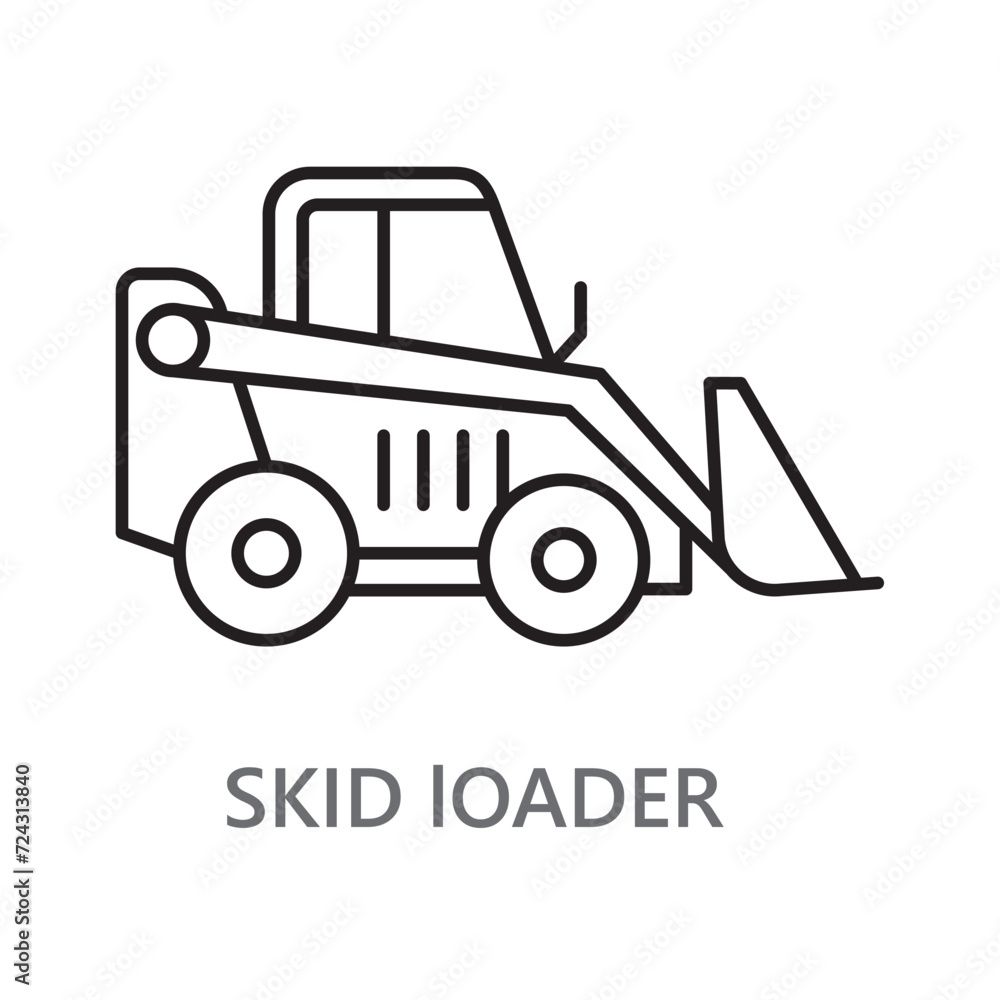Skid Loader icon. line vector icon on white background. high quality design element. editable linear style stroke. vector icon. 