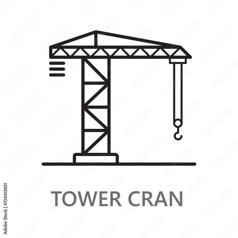 Tower Cran icon. line vector icon on white background. high quality design element. editable linear style stroke. vector icon. Tower Cran icon. line vector icon on white background. high quality design element. editable linear style stroke. vector icon.