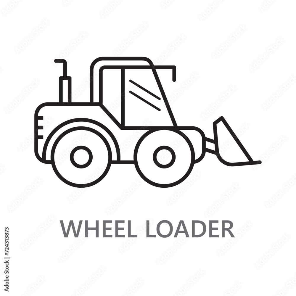Fototapeta premium Wheel Loader icon. line vector icon on white background. high quality design element. editable linear style stroke. vector icon.