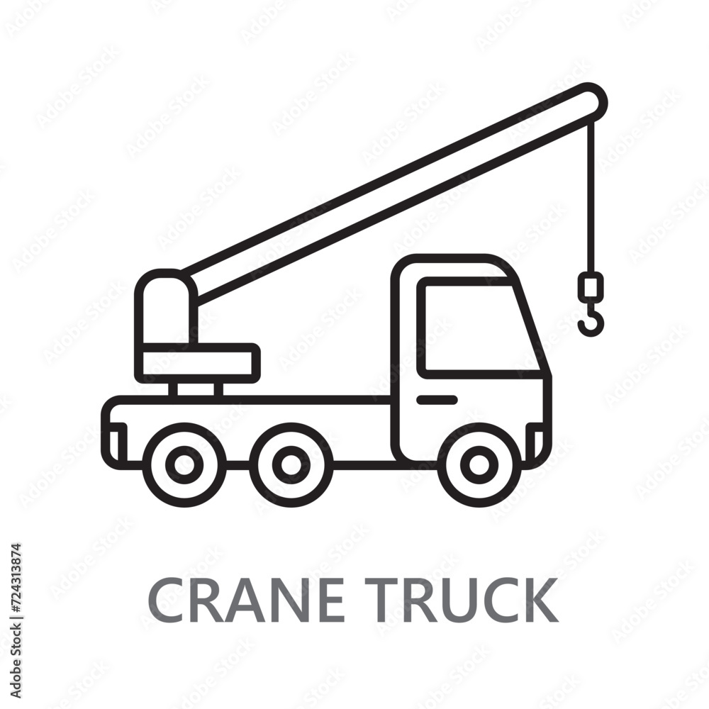Crane Truck icon. line vector icon on white background. high quality design element. editable linear style stroke. vector icon. Crane Truck icon. line vector icon on white background. high quality design element. editable linear style stroke. vector icon.