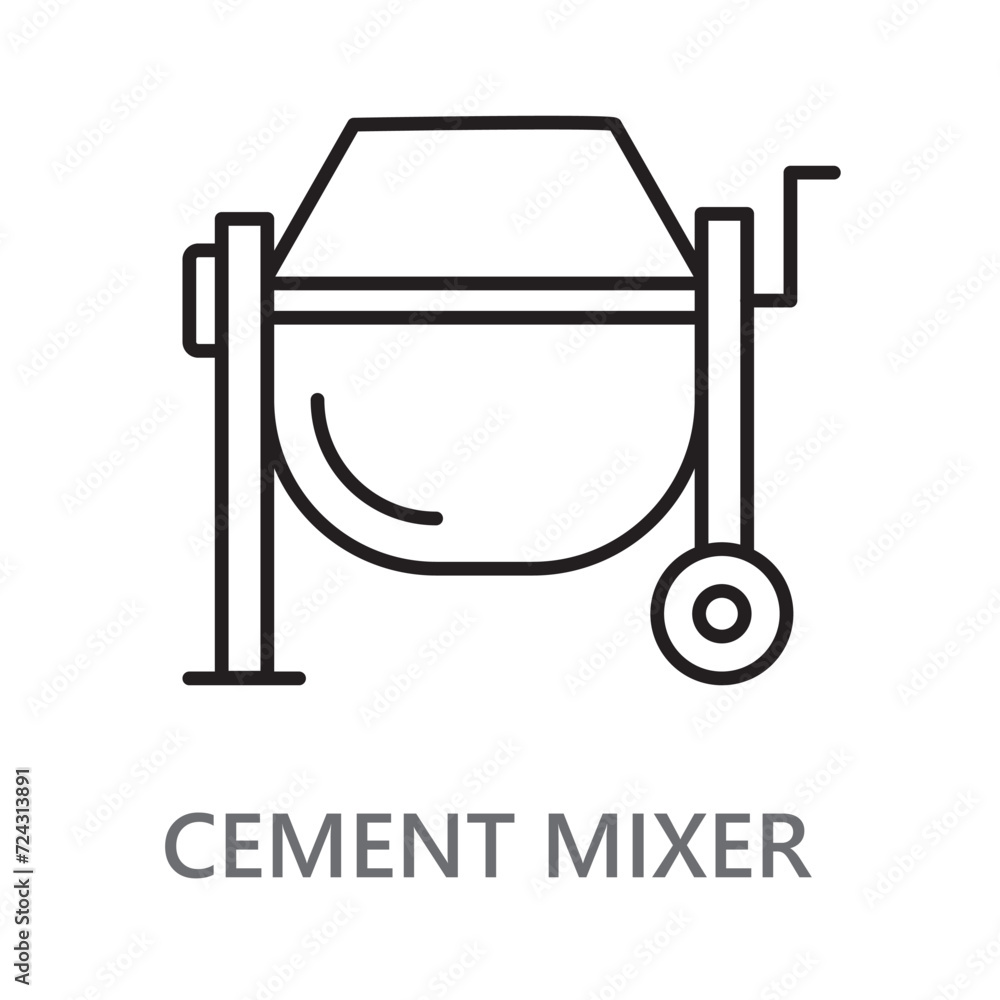 Cement Mixer icon. line vector icon on white background. high quality design element. editable linear style stroke. vector icon. Cement Mixer icon. line vector icon on white background. high quality design element. editable linear style stroke. vector icon.