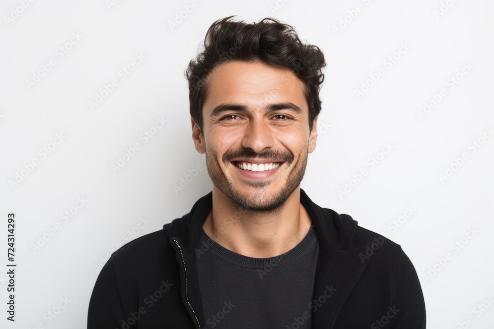 Portrait of a handsome young man smiling at the camera over white background Portrait of a handsome young man smiling at the camera over white background
