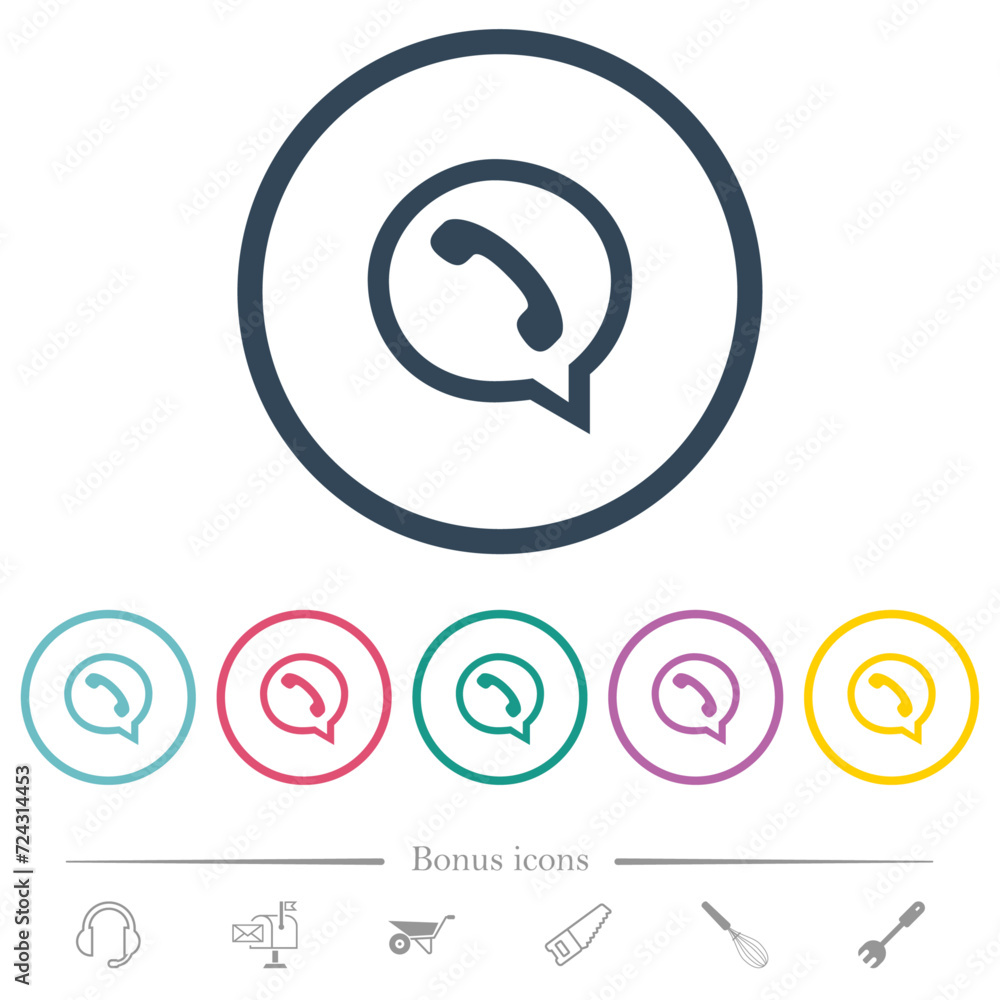 phone in chat bubble outline flat color icons in round outlines phone in chat bubble outline flat color icons in round outlines