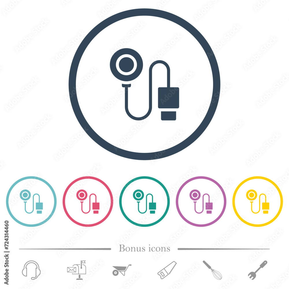 Wireless charger flat color icons in round outlines