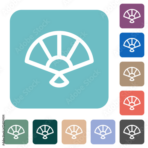 Folding hand fan outline rounded square flat icons photo