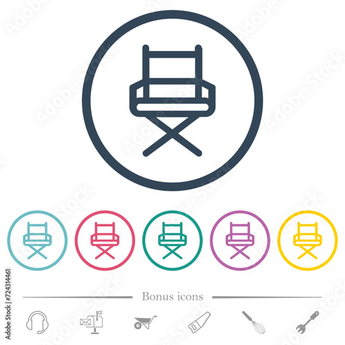 Director chair outline flat color icons in round outlines photo