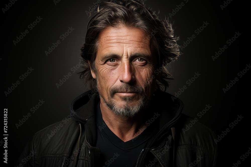 Portrait of a handsome man in a black jacket on a dark background Portrait of a handsome man in a black jacket on a dark background