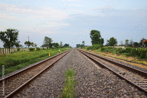double track railway line in a rural area