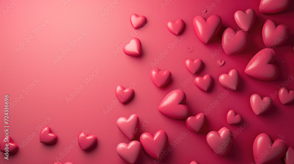 Valentine's Day background with 3D pink hearts.