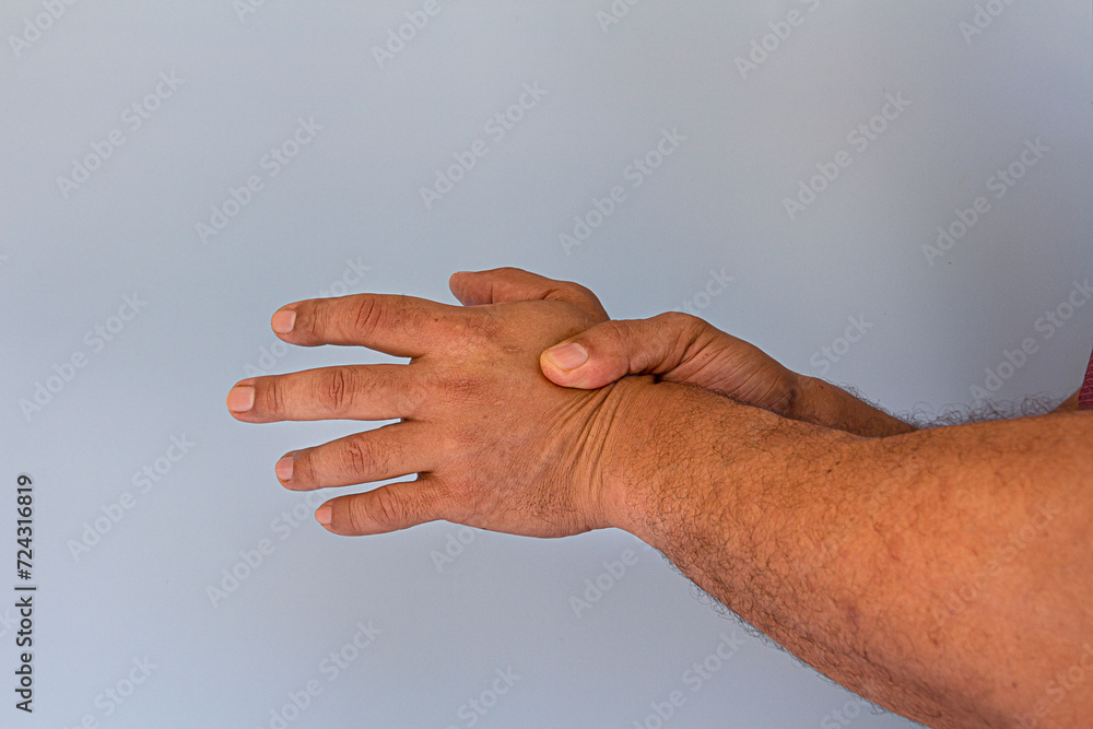 Hands gesture health care and medical concept pain numbness or weakness