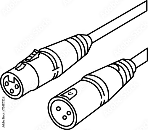 XLR Cable Outline Vector Illustration