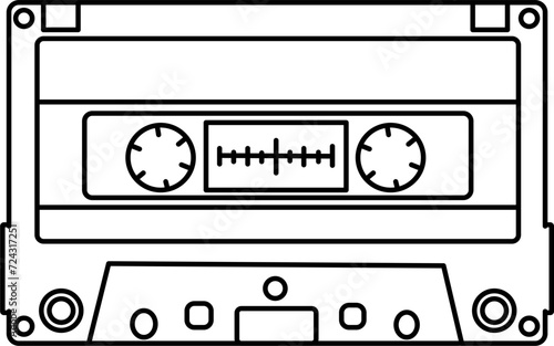 Cassette Tape Outline Vector Illustration