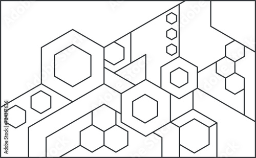 black and white hexagon pattern for wall decoration