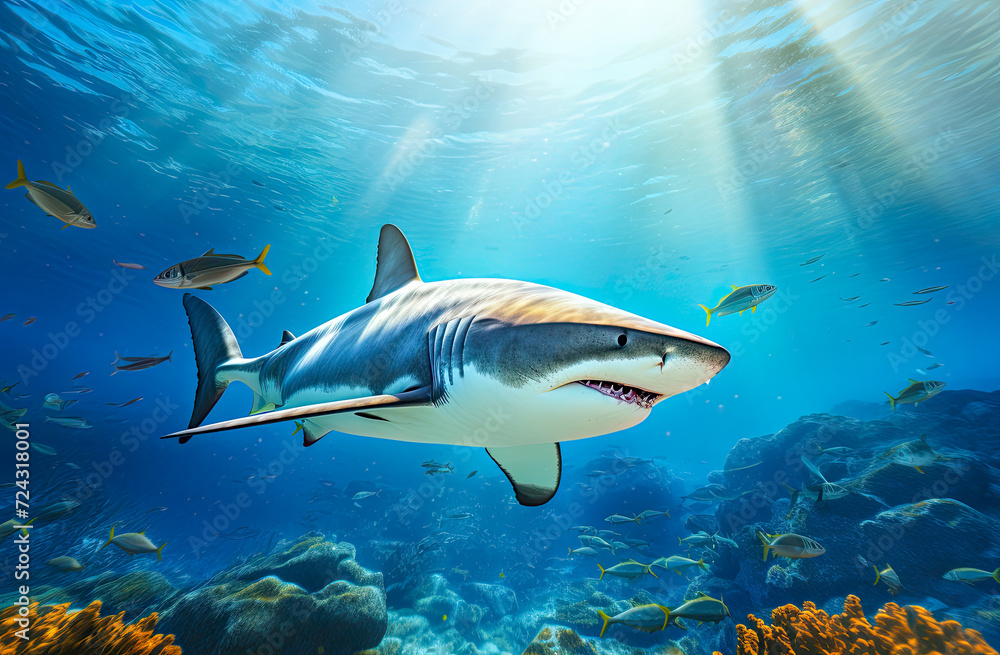 Fototapeta premium Great white shark underwater