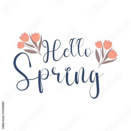 Text HELLO, SPRING and flow...