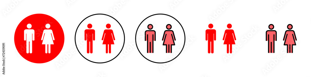 Fototapeta premium Man and woman icon set illustration. male and female sign and symbol. Girls and boys