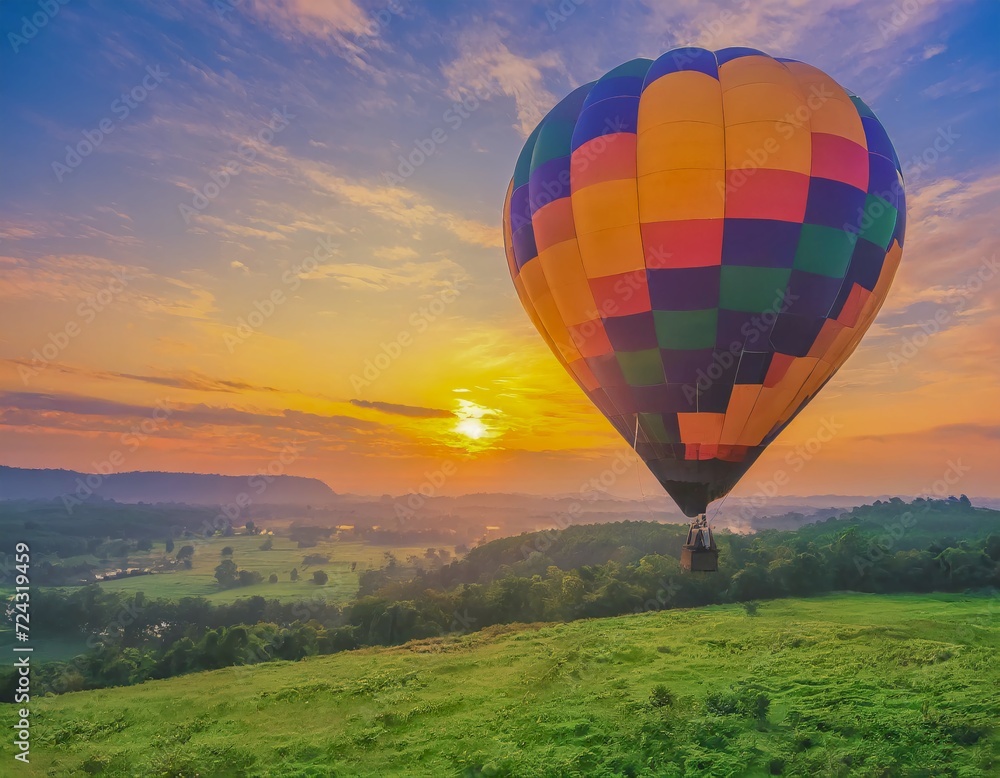 Naklejka premium hot air balloon in the sunset
