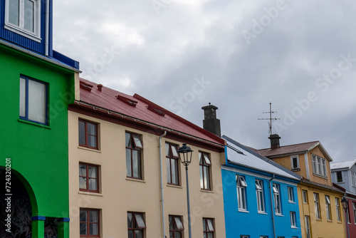 Colorful residential buildings in Reykjavik, Iceland.