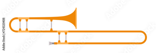 Brass trombone on white background