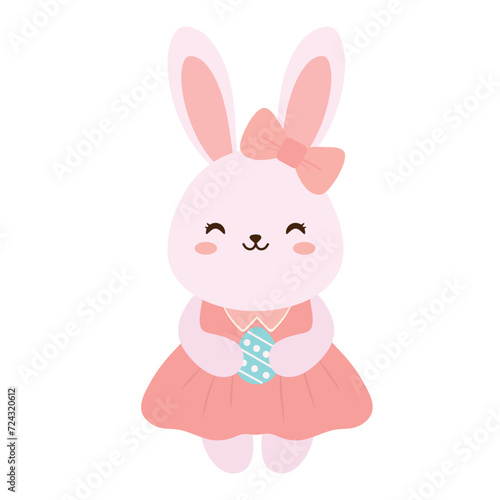 Cute bunny with Easter egg on white background © Pixel-Shot