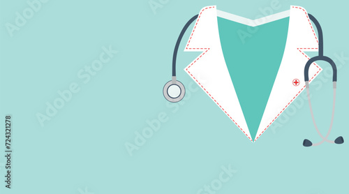 Banner for design with drawn doctor's uniform and stethoscope