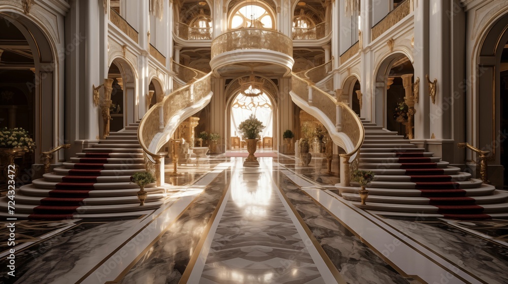 Image of a large corridor in a luxury villa.