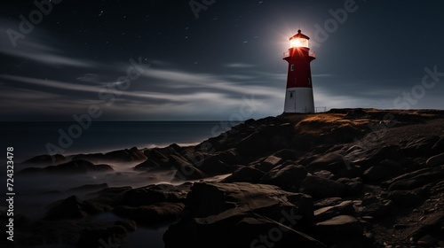 Image of a lighthouse in the night.
