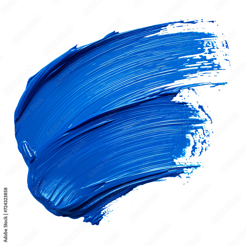 Blue color brushstroke, isolated PNG object