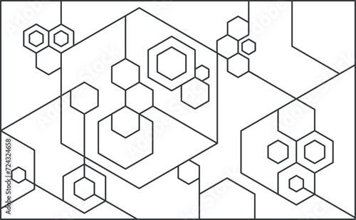black and white hexagon pattern for wall decoration