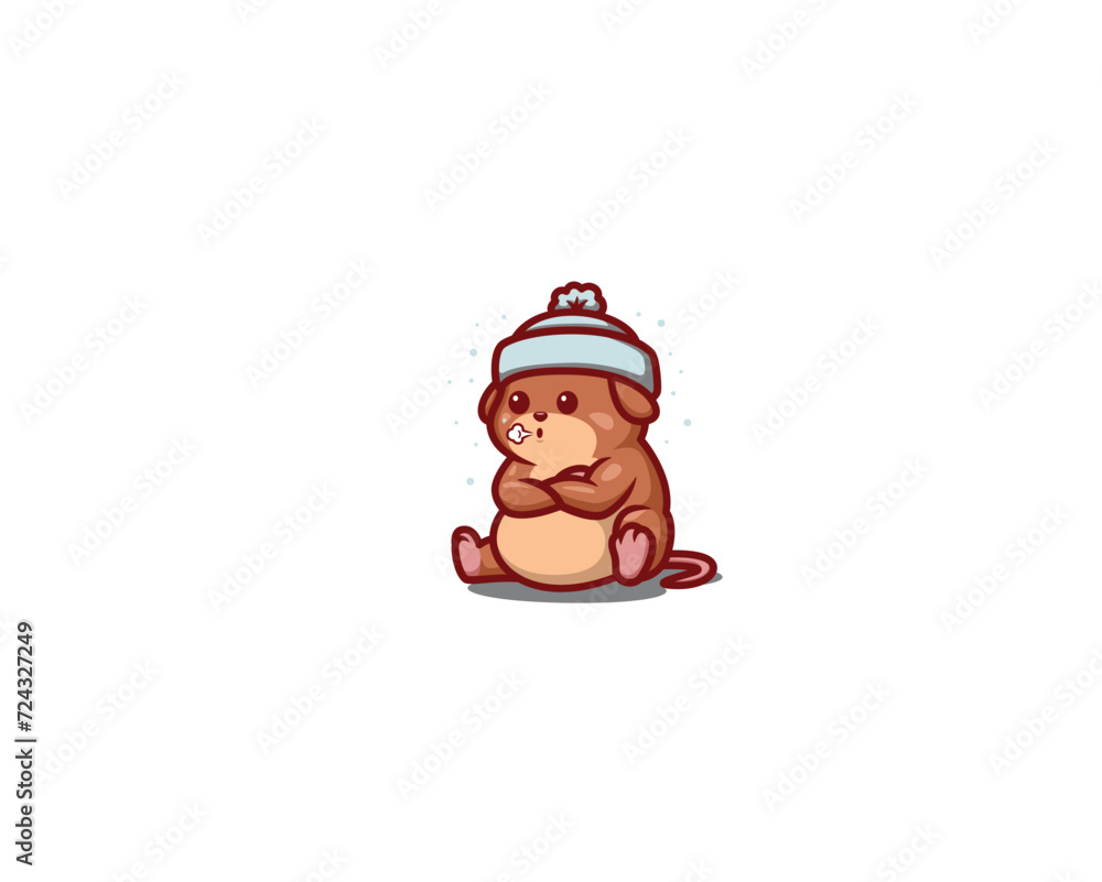 the mouse sits cold mascot illustration the mouse sits cold mascot illustration