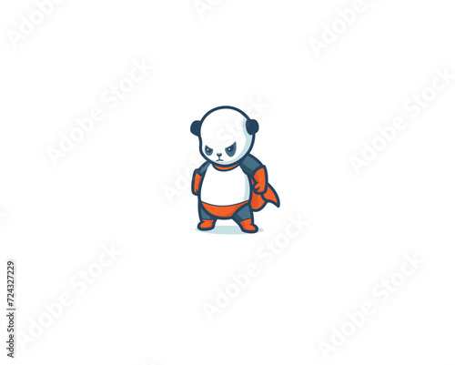 cute panda super hero mascot