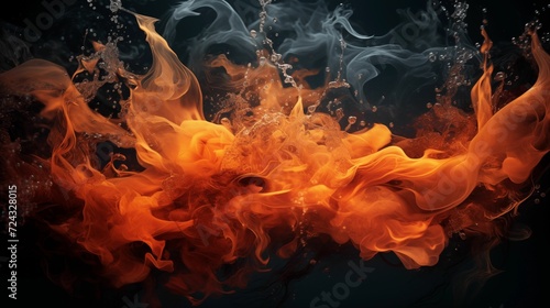 Image of fluid simulation that seamlessly blends water, smoke, and fire elements.