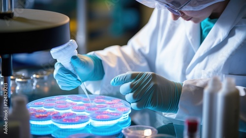 Highresolution image of a lab technician using CRISPR to target and modify mutated genes in a petri dish, paving the way for future treatments for genetic disorders. © Justlight