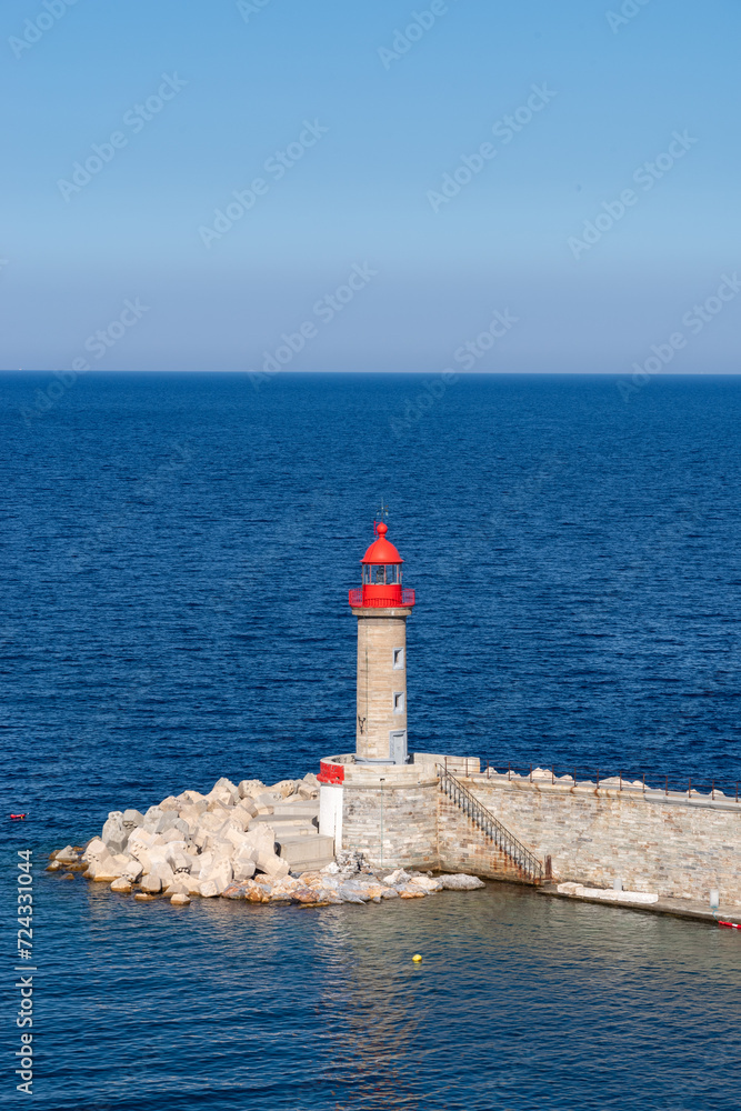 Leuchtturm am der Hafeneinfahrt von Bastia, Korsika, Frankreich
