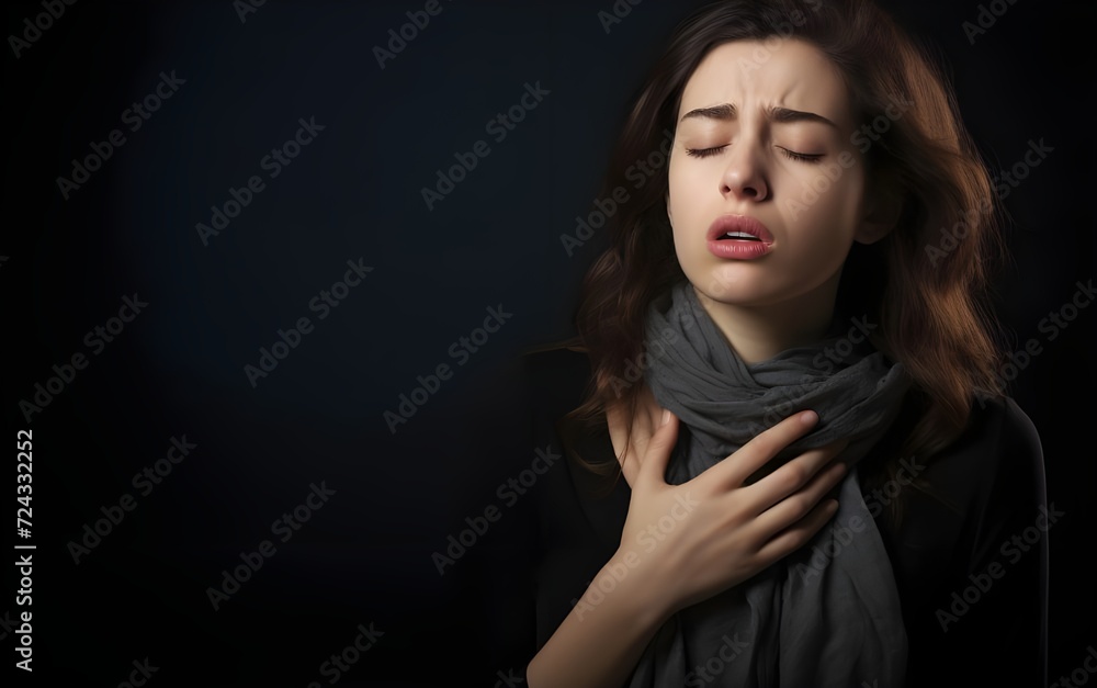 young woman sick with weak and trouble breathing. young woman sick with weak and trouble breathing.