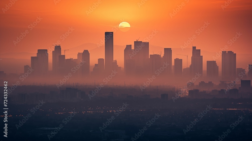 Image of the sunset against the background of the city. Image of the sunset against the background of the city.