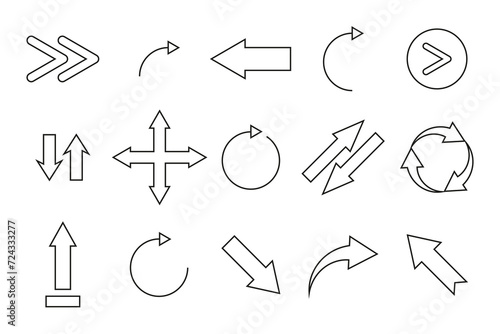 Set of line arrows, directions. Vector illustration. EPS 10.