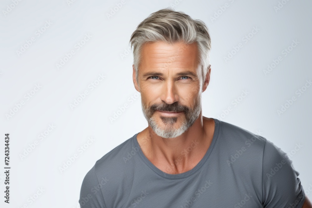 Handsome mature man with grey hair and beard. Studio shot. Handsome mature man with grey hair and beard. Studio shot.