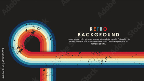 Retro vintage 70s style stripes background poster lines. shapes vector design graphic 1970s retro background. abstract stylish 70s era line frame illustration