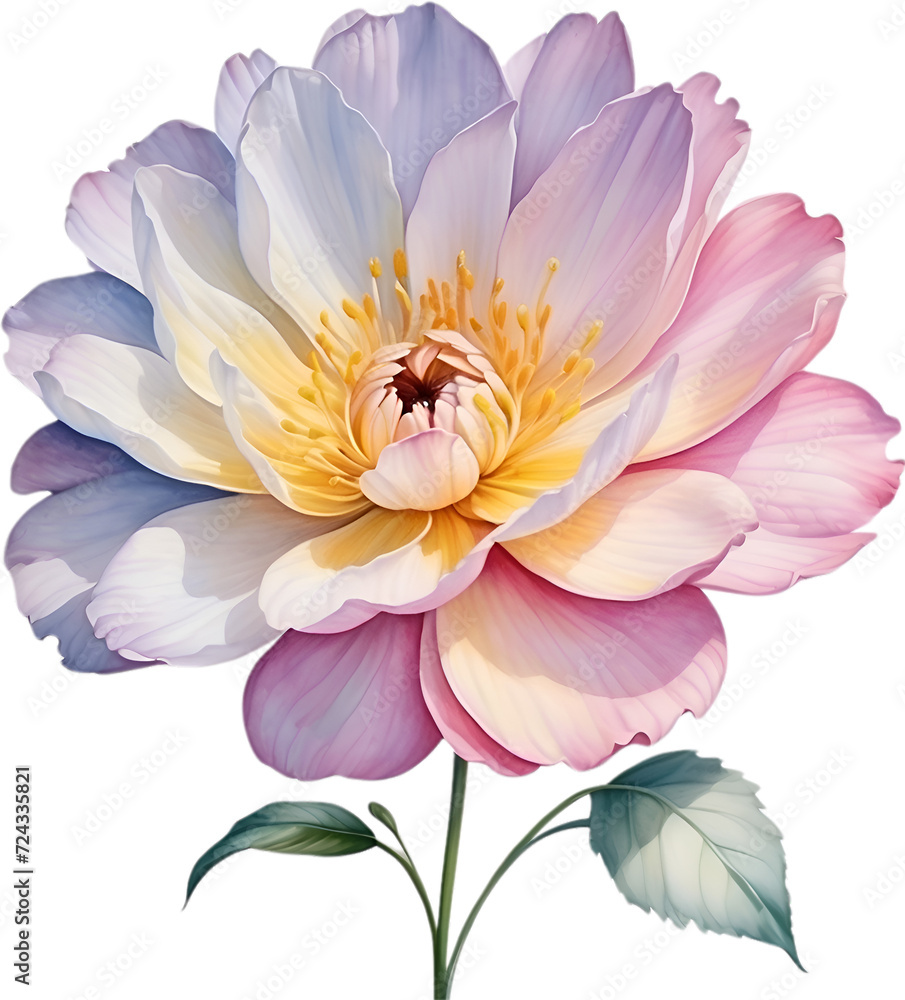 Fototapeta premium Watercolor painting of a cute pastel flower.