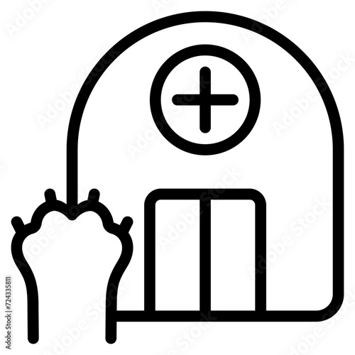 Animal clinic icon with outline style. Suitable for website design, logo, app and UI. Based on the size of the icon in general, so it can be reduced.