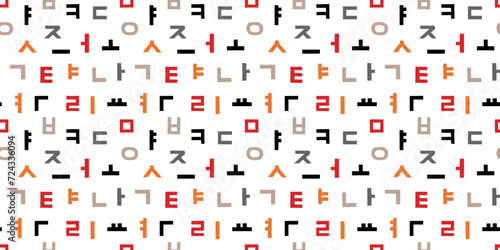 korean alphabet background. Seamless pattern.Vector.韓国のアルファベットパターン　背景素材