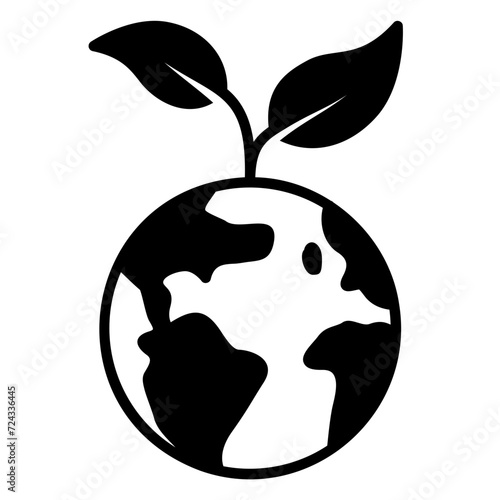 Earth icon with sprouts as a sign of reforestation