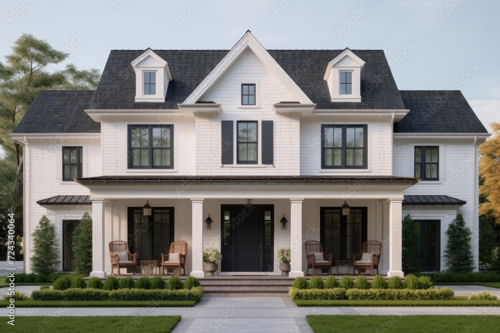 Exterior of a two story suburban neighborhood house Exterior of a two story suburban neighborhood house