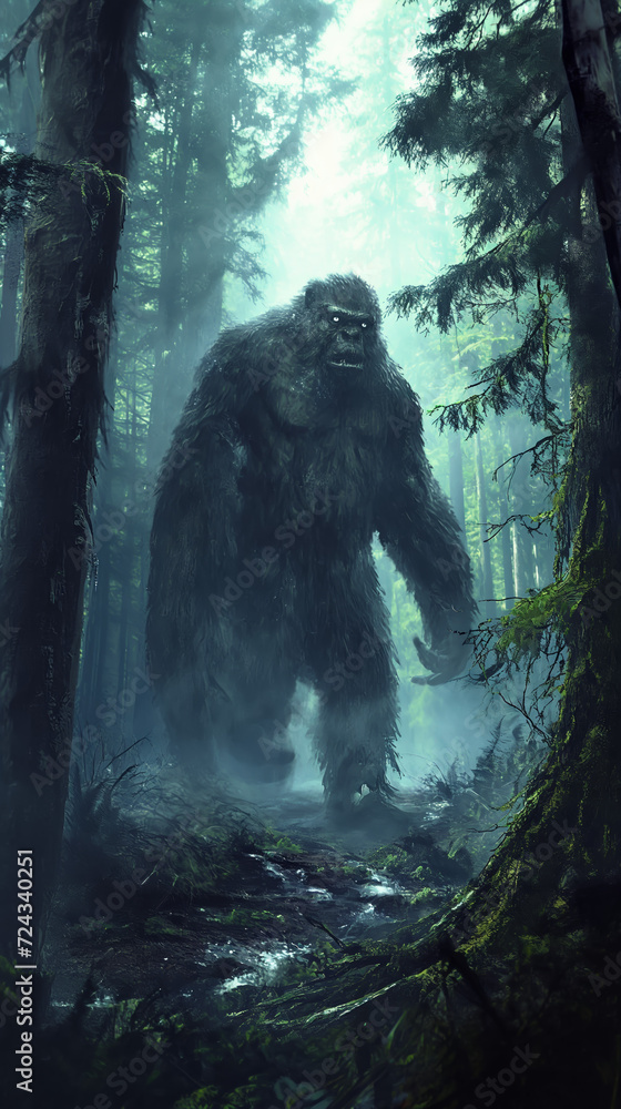 Mysterious Bigfoot Lurking in Forest