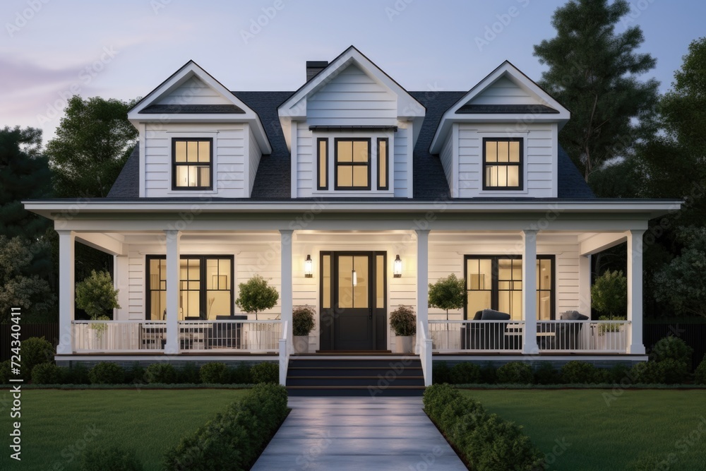 Exterior of a two story suburban neighborhood house Exterior of a two story suburban neighborhood house